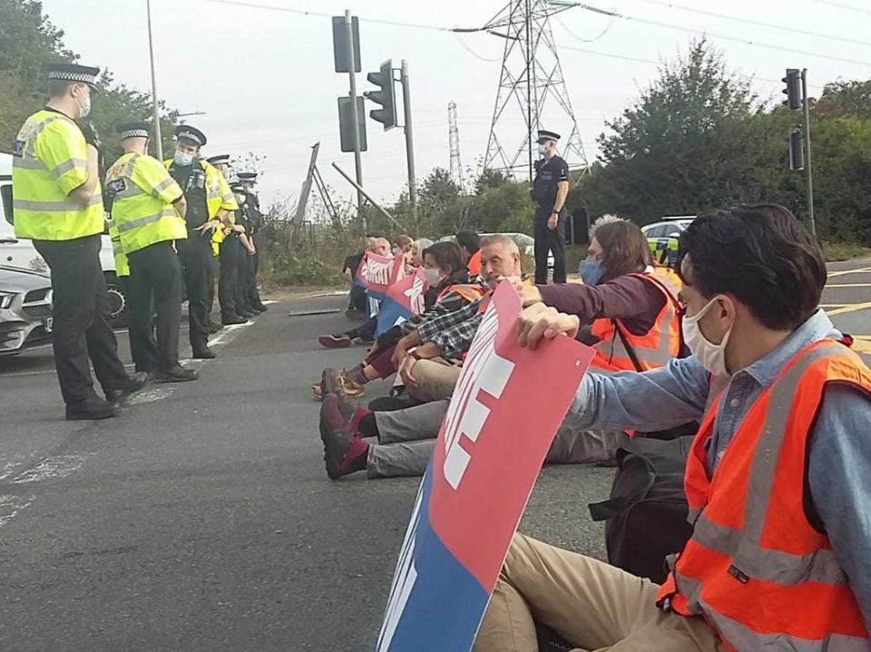 Insulate Britain protesters, who are demanding government action on home insulation, partially blocked several junctions on the M25 (Insulate Britain/PA)