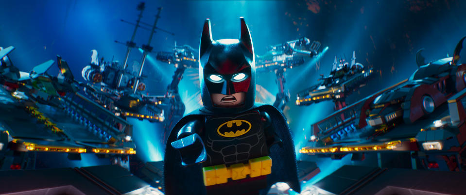This image released by Warner Bros. Pictures shows Batman, voiced by Will Arnett, in a scene from "The LEGO Batman Movie." (Warner Bros. Pictures via AP)