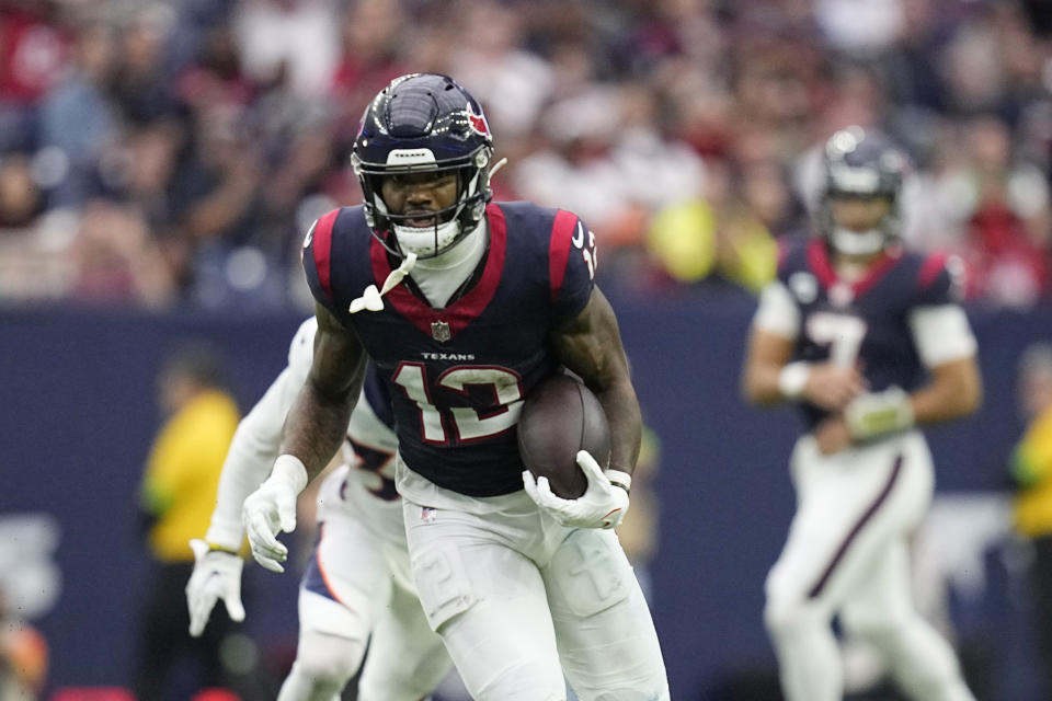 Texans receiver Nico Collins should see increased targets with Tank Dell's season unfortunately over. (AP Photo/Eric Gay)