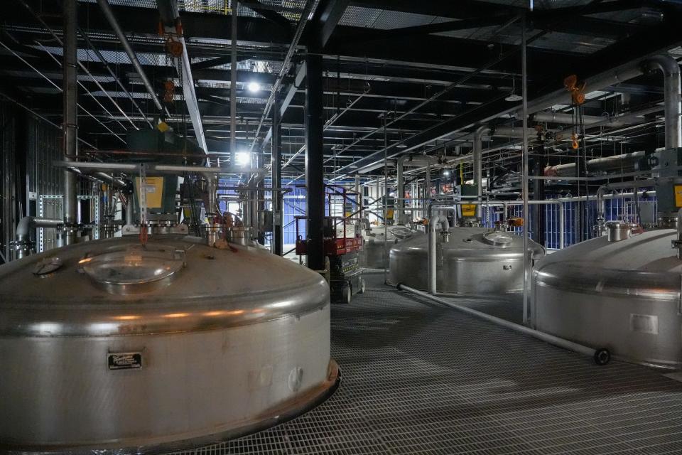 Four mash and two yeast cookers in the new Heaven Hill Springs Distillery in Bardstown, Ky.