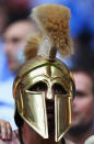 WARSAW, POLAND - JUNE 16: A Greece fan enjoys the atmosphere ahead of the UEFA EURO 2012 group A match between Greece and Russia at The National Stadium on June 16, 2012 in Warsaw, Poland. (Photo by Shaun Botterill/Getty Images)