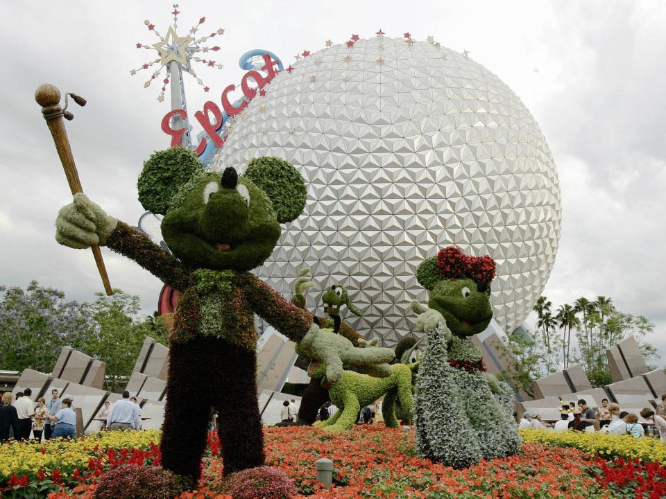 Topiaries of Mickey Mouse and other Disney characters