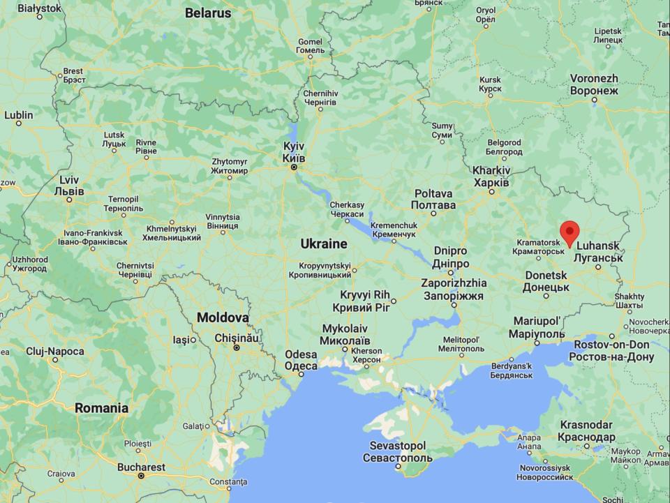 Location of Severodonetsk in eastern Ukraine (Google Maps)