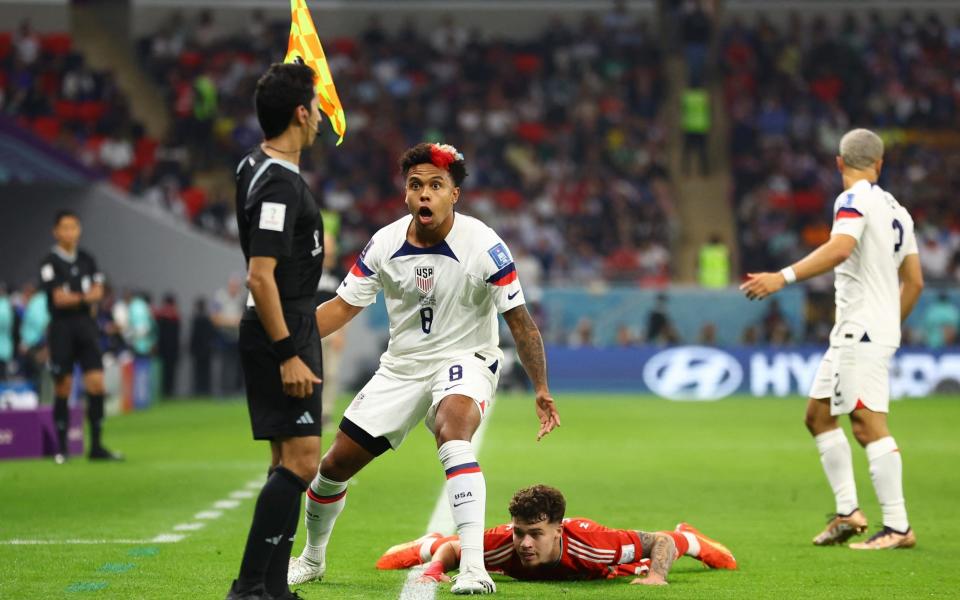 That is McKennie there with the red white and blue hair - Reuters