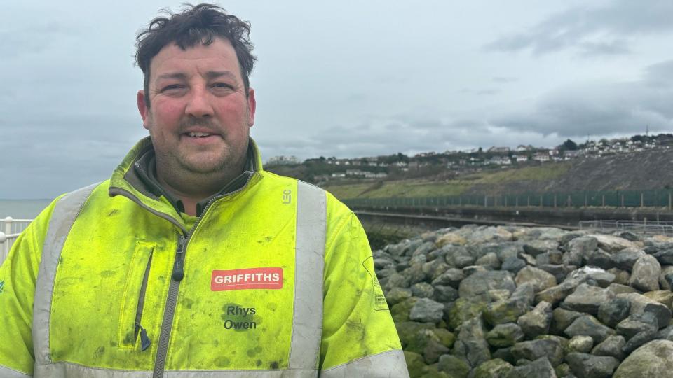 Rhys Owen of contractor Griffiths at the sea defences