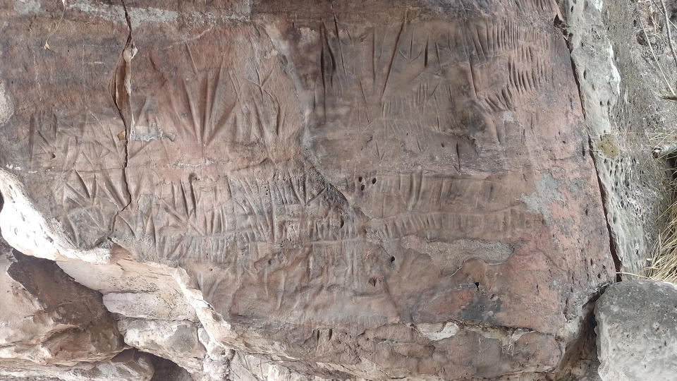 The archaeological sites of rock art on rocky cliffs in Brazil's Jalapão State Park.