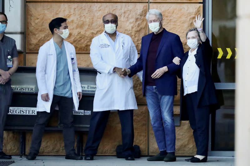 Former U.S. President Bill Clinton leaves University of California Irvine Medical Center, in Orange, California