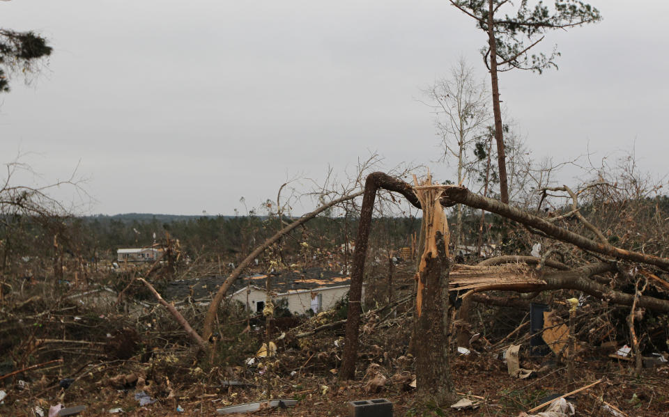 Damage is seen from a tornado which killed at least 23 people in Beauregard, Alabama on March 4, 2019.  (Photo: Tami Chappell/AFP/Getty Images)