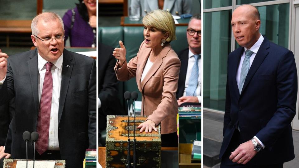 Julie Bishop condemns leaked WhatsApp messages before Friday's Liberal leadership spill saw Scott Morrison appointed as new prime minister. 