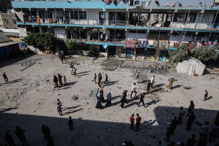 La escuela de la Unrwa atacada por Israel en el campamento de refugiados de Nuseirat en el centro de la Franja de Gaza.