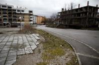 Destroyed buildings are pictured in Gavrilo Princip's hometown Bosansko Grahovo, January 31, 2014. REUTERS/Dado Ruvic