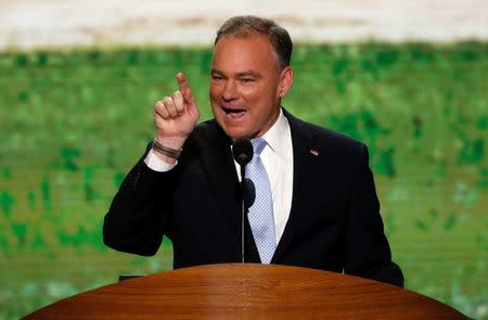 Tim Kaine addresses delegates during the first day of the Democratic National Convention in Charlotte, North Carolina, September 2012. REUTERS/Jason Reed