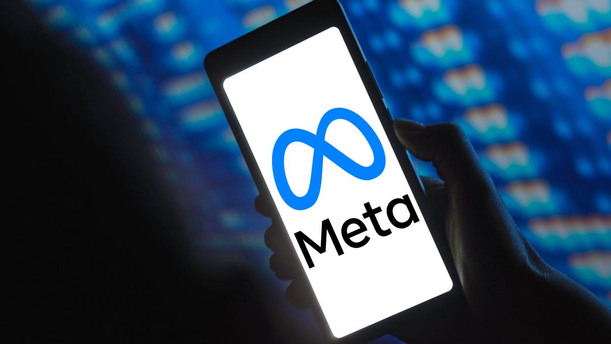  In this photo illustration, the Meta Platforms, Inc. logo is displayed on a smartphone screen. 