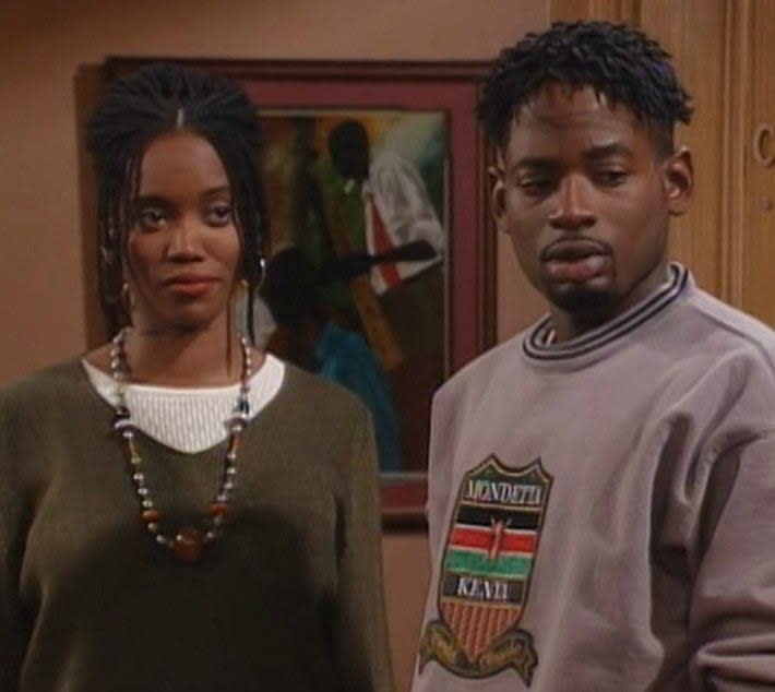 "Living Single" characters Max and Kyle looking in the same direction