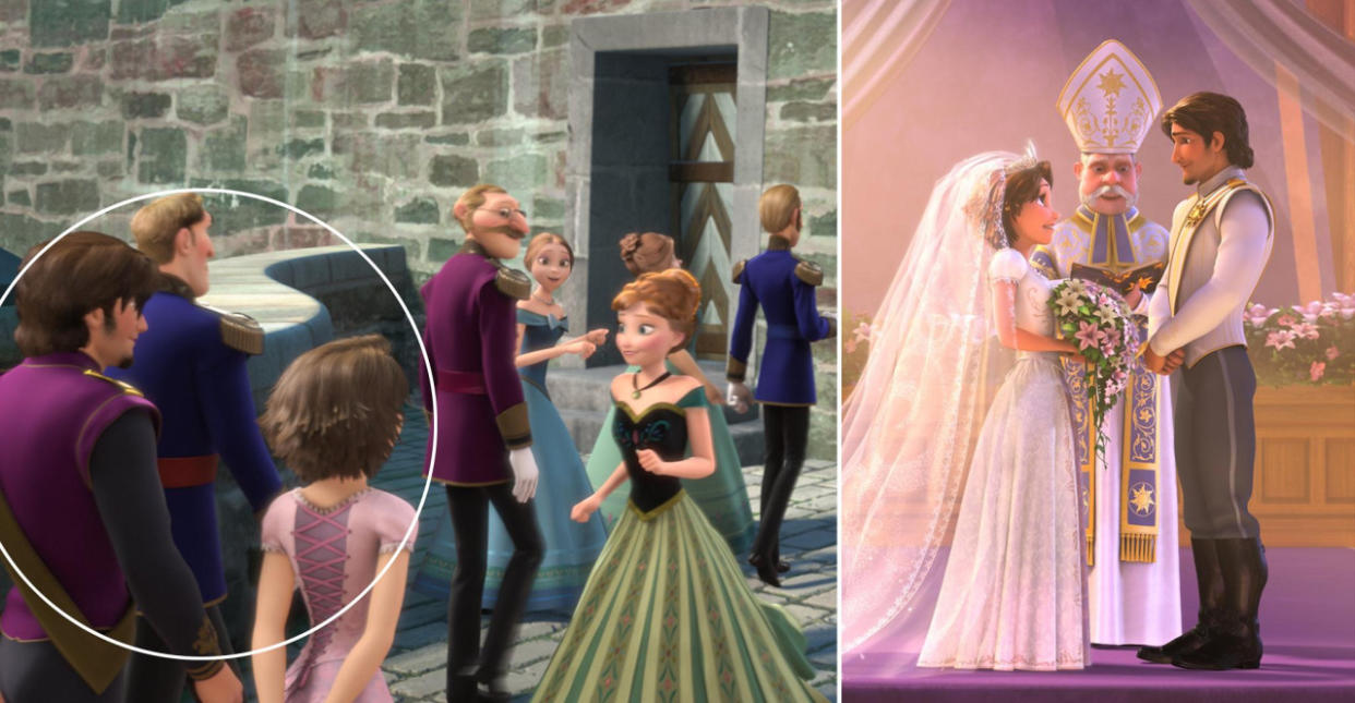 From 'Tangled,' Eugene Fitzherbert aka Flynn Rider and Rapunzel even made the guest list.