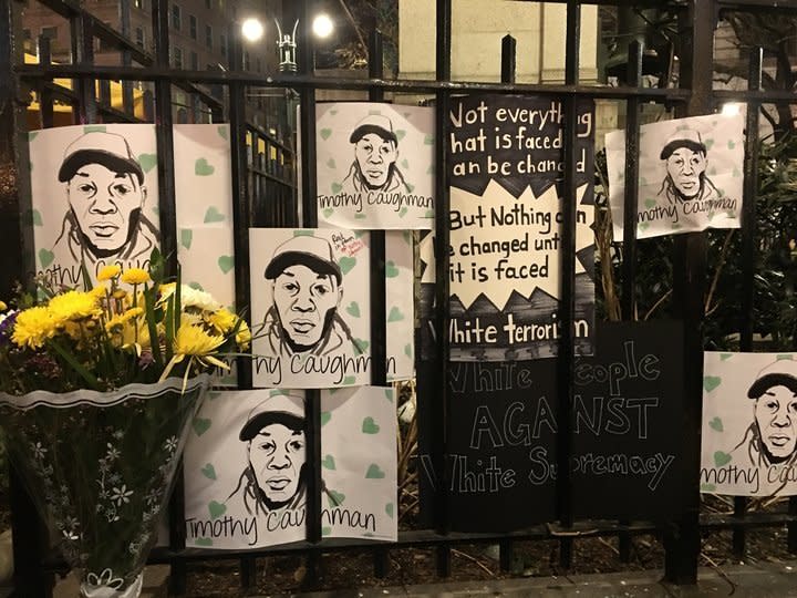 A memorial for Timothy Caughman in New York City. (Photo: Christopher Mathias)