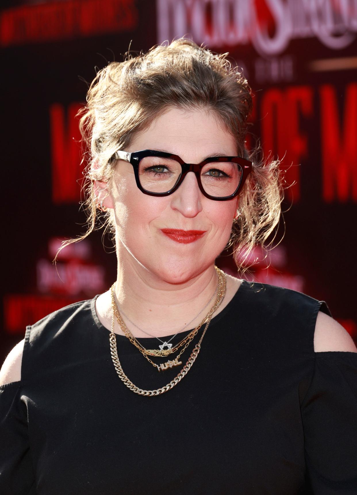 Mayim Bialik attends the "Doctor Strange In The Multiverse Of Madness" premiere on May 2, 2022.