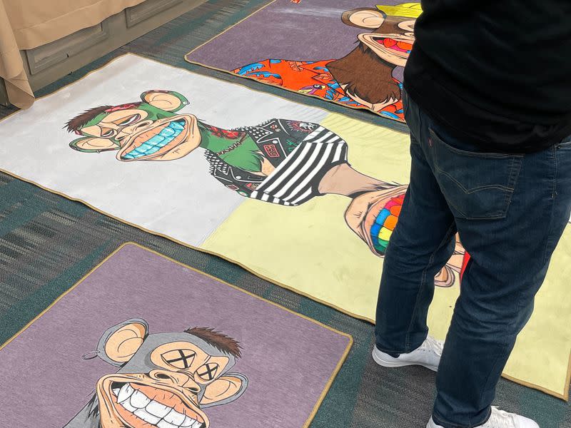 Bored Ape rugs (Eli Tan/CoinDesk)