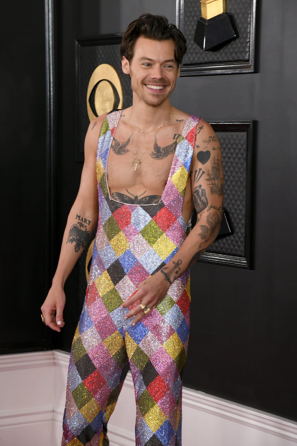 Harry Styles Brought Biceps and a Rainbow Jumpsuit to the 2023 Grammys