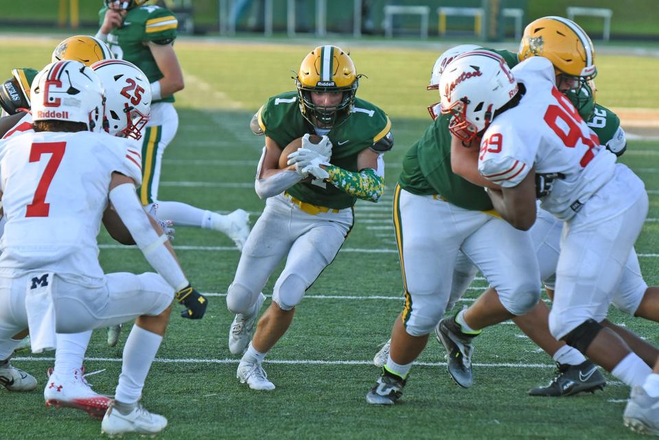 Howell's Aiden Horvath ran 27 times for 178 yards and two touchdowns in a 28-23 loss to Canton on Thursday, Aug. 31, 2023.