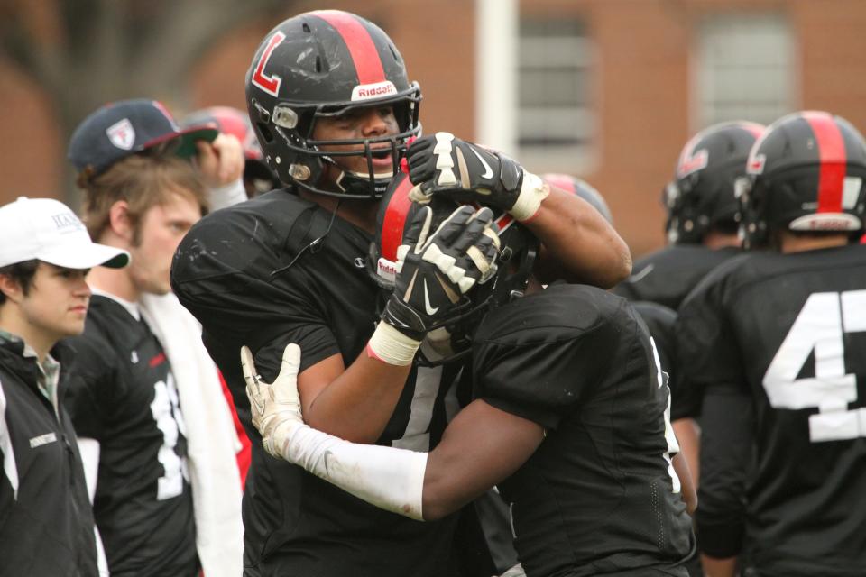 Michigan tight ends coach Grant Newsome as a high school athlete in New Jersey. He was listed at 6-feet-7 and 280 pounds and was ranked the No. 5 prospect in the state, No. 215 nationally and No. 23 among all tackles.