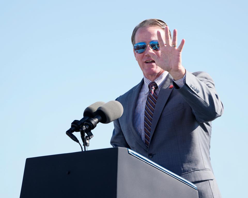 Lt. Gov. Jon Husted speaks at a groundbreaking ceremony for Intel's $20 billion microchip manufacturing project.