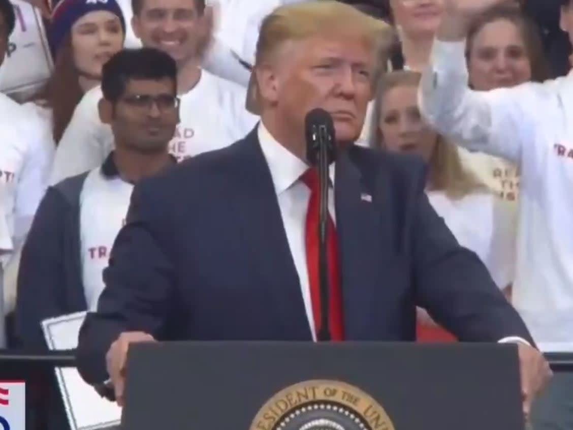 The president was speaking in Kentucky: Screenshot/Twitter/Aaron Rupar