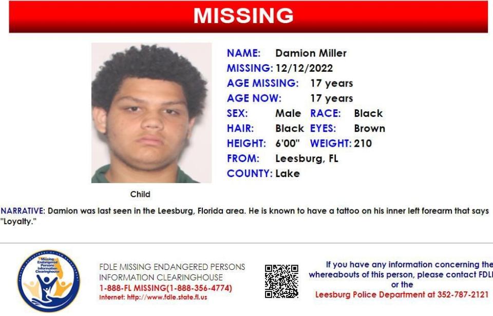 Damian Miller was last seen in Leesburg on Dec. 12, 2022.