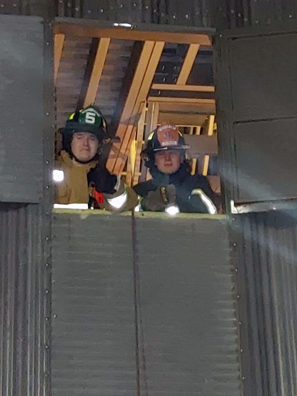 Hunter Rovere of the Wayne Fire Department and Vernon High School senior Joey Petrucci look out a window on the ropes and knots course at the Passaic County Community College's Public Safety Academy in Wayne.