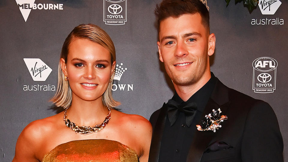 Josh Dunkley attends the 2022 Brownlow Medal with partner Tippah Dwan.