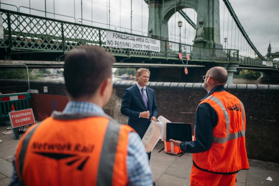 London gridlock: Grant Shapps during a visit to Hammersmith Bridge (PA)