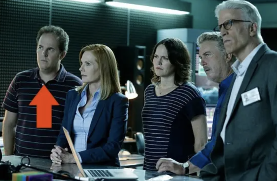 Berman in a scene with the CSI cast