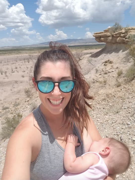 Kayla Mills nursed her 7-month-old daughter Zoey Nell while hiking with&nbsp;her family in Big Bend National Park.&nbsp;<br /><br />"It was incredible," she told HuffPost, adding "Don't worry, she was in her Tula when not nursing."