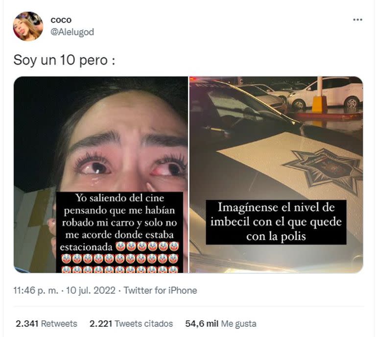 La usuaria de Twitter se lo tomó con humor y compartió su insólita historia en las redes sociales