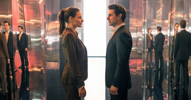 <p>Chiabella James/Paramount/Everett</p> Rebecca Ferguson and Tom Cruise in "Mission: Impossible – Fallout"