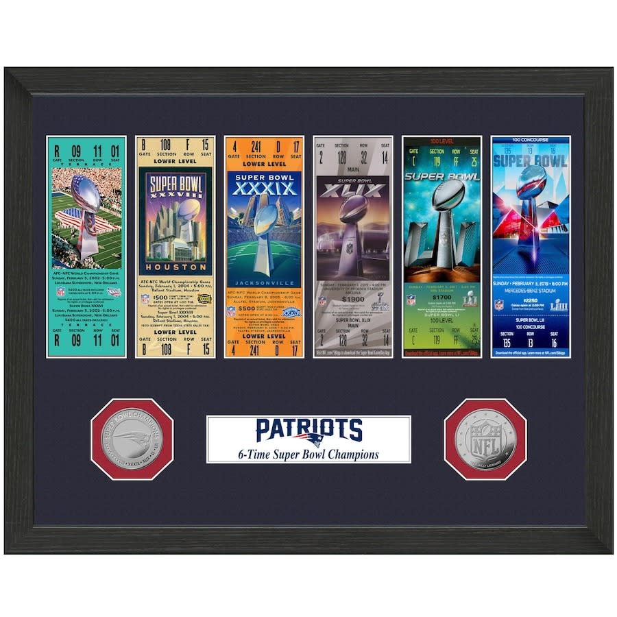 New England Patriots Highland Mint 6-Time Super Bowl Champions 12'' x 12'' Ticket Collection