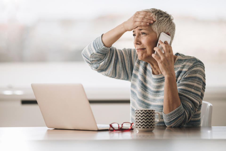 a woman crying on the phone