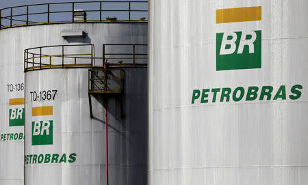 FILE PHOTO: The logo of Brazil's state-run Petrobras oil company is seen on a tank in at Petrobras Paulinia refinery in Paulinia, Brazil July 1, 2017. REUTERS/Paulo Whitaker