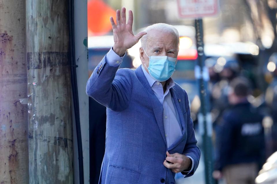 President-elect Joe Biden arrives at The Queen Theater in Wilmington, Del., Sunday, Jan. 10, 2021.