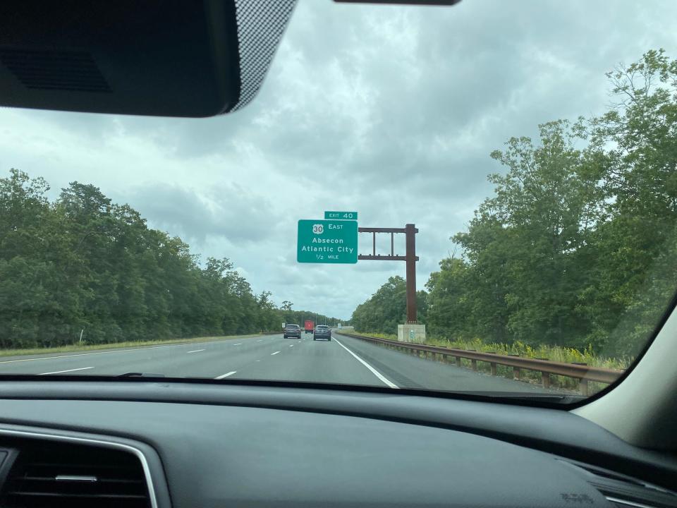 A highway sign for Atlantic City, New Jersey.