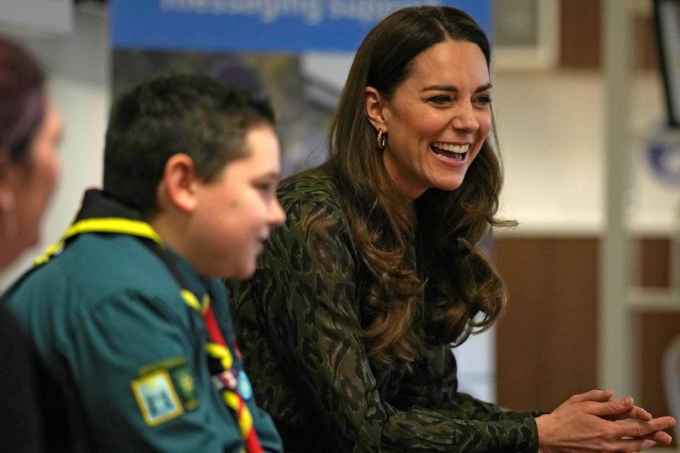 Her visit celebrated the mental health service reaching over one million conversations with people in need (POOL/AFP via Getty Images)