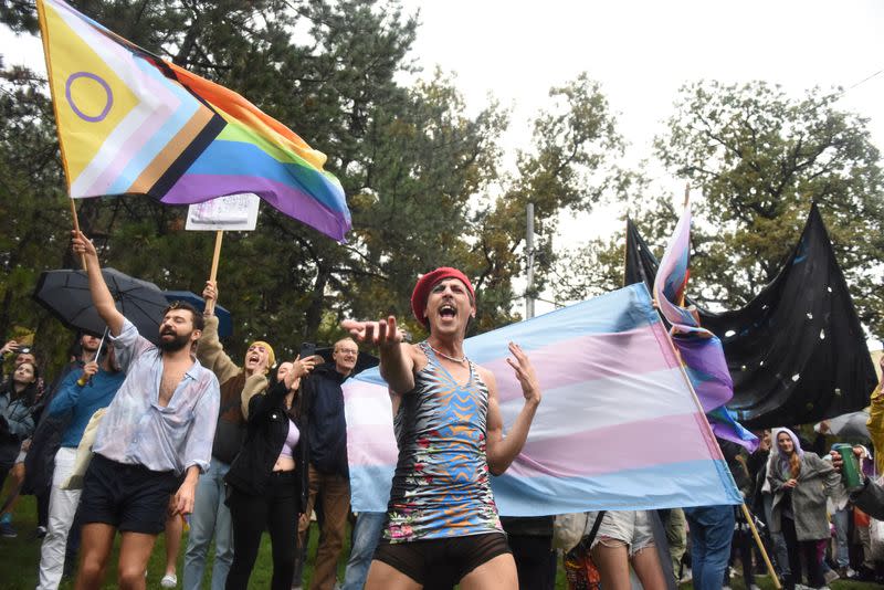 People attend the European LGBTQ pride march in Belgrade