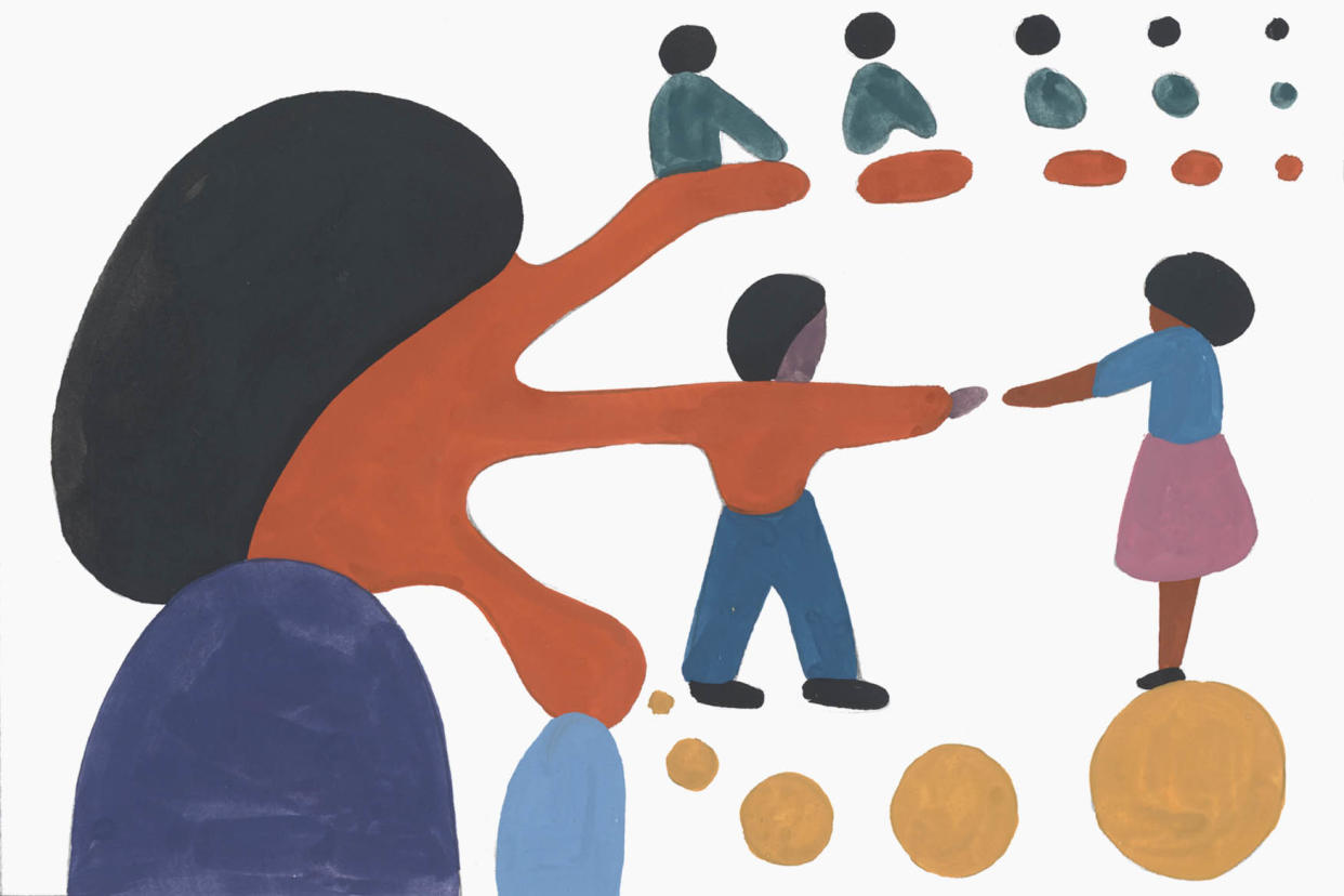 Las investigaciones sugieren que las personas compasivas y generosas son más felices, populares y exitosas. El concepto de egoísmo sabio muestra que la línea que separa el interés propio del ajeno es porosa. (Geoff McFetridge para The New York Times).