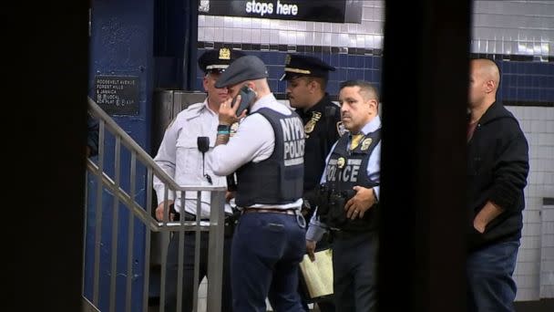 PHOTO: Police respond to the scene where a man was struck and killed by an oncoming subway train at the Roosevelt Avenue-Jackson Heights station in New York City's Queens borough on Oct. 17, 2022. (WABC)