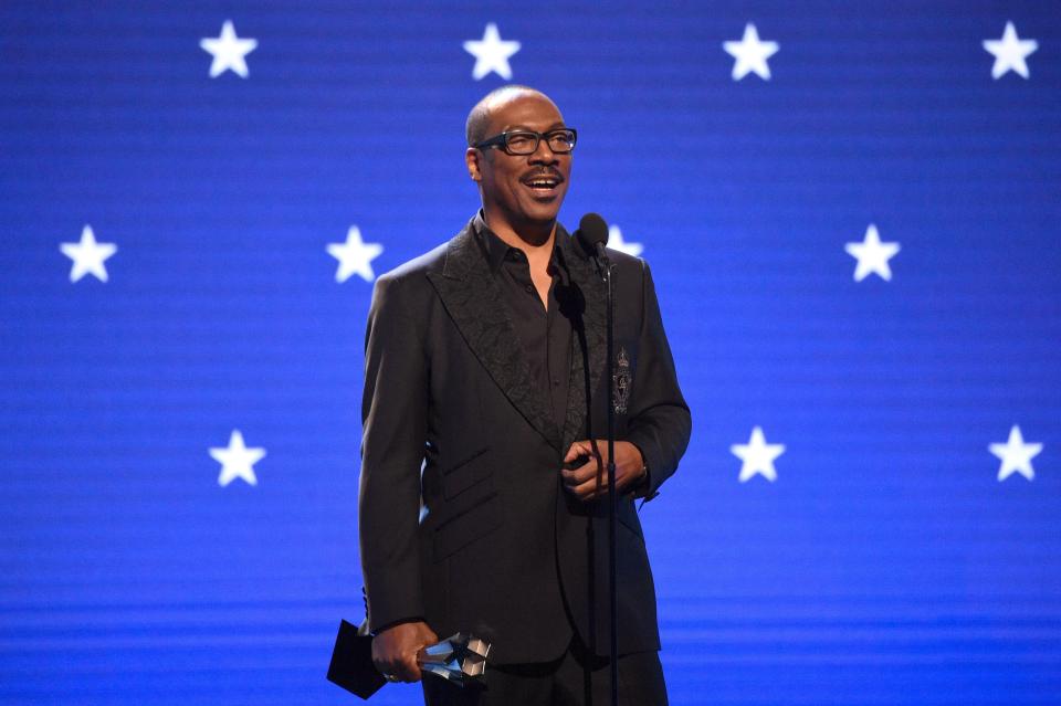 Eddie Murphy accepts the Lifetime Achievement Award at the Critics' Choice Awards on January 12, 2020. (Photo by Kevin Mazur/Getty Images for Critics Choice Association)