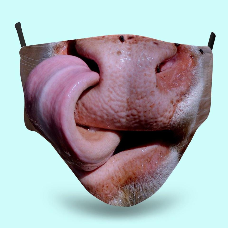 <p><strong>SpoofyGifts</strong></p><p>etsy.com</p><p><strong>$14.28</strong></p><p>If the farm is more your speed this Halloween, this close-up of a cow’s snout is guaranteed to make trick-or-treaters laugh.</p>