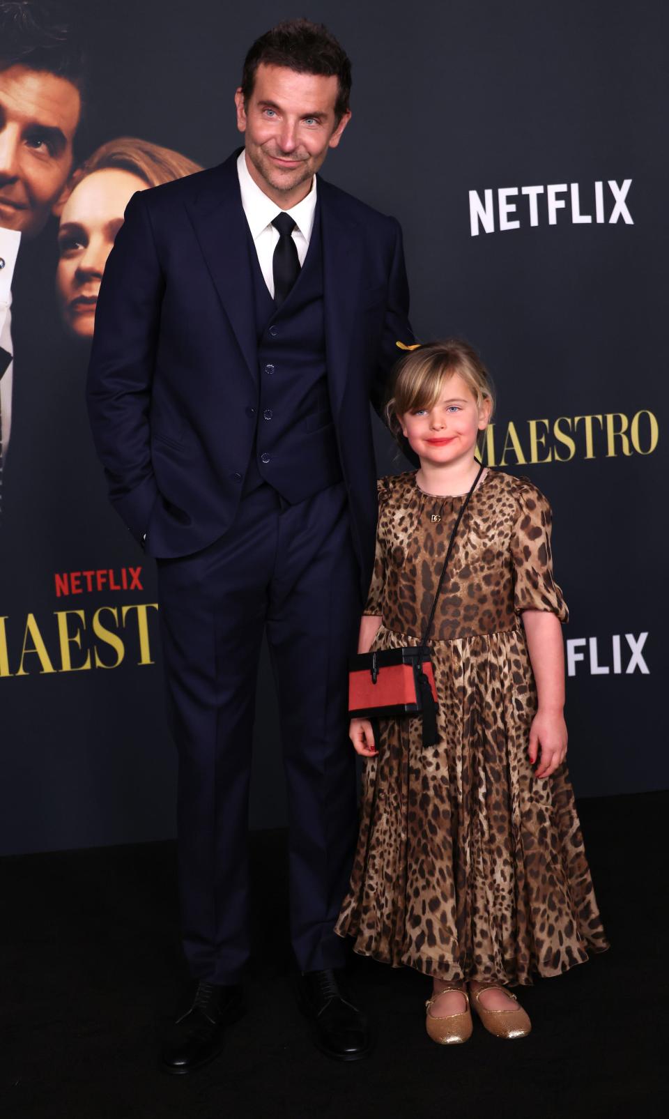 Bradley Cooper and his daughter Lea De Seine Shayk Cooper at Netflix's "Maestro" LA special screening