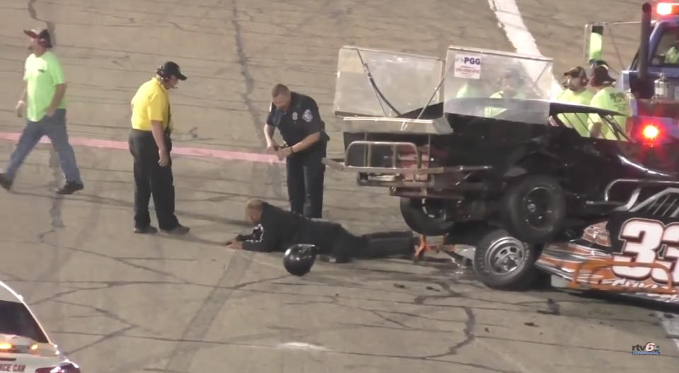 Fight at Anderson Speedway in Indiana. (Via screen shot)