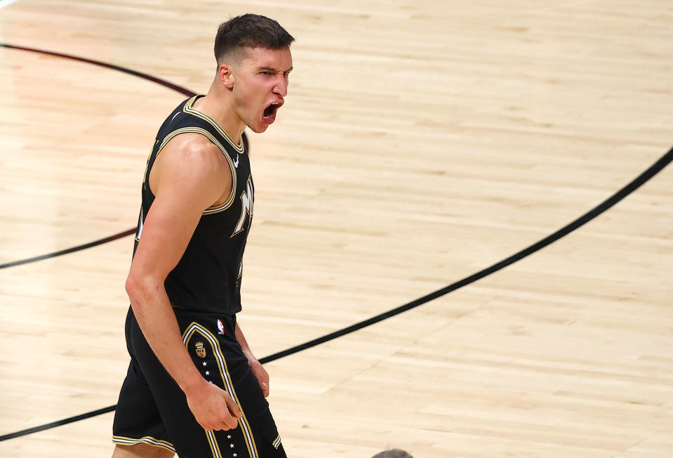 Bogdan Bogdanovic and the Atlanta Hawks got a huge Game 4 win over the Bucks. (Photo by Kevin C. Cox/Getty Images)