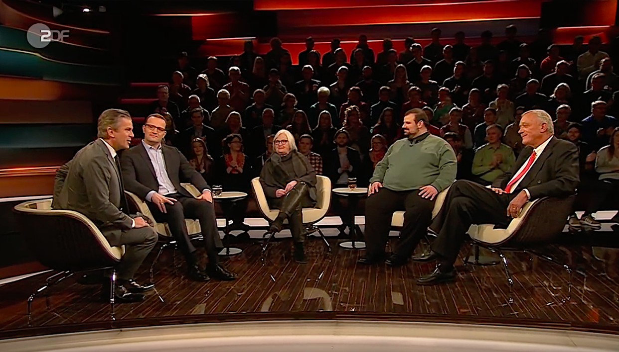 In der Runde vom Dienstagabend nahm die Diskussion über die Große Koalition den meisten Raum ein. (Bild: ZDF/Screenshot)